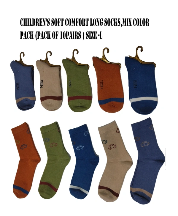 Children'S Soft Comfort Long Socks,Mix Color Pack (Pack Of 10Pairs ) Size -L - Large, 10