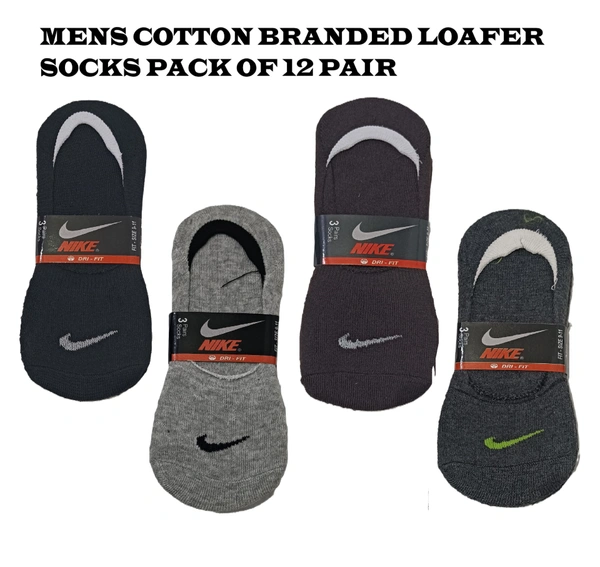Men Mix Branded Cotton Loafer  Socks, Mix Color Pack Set Of 12 Pair - Free, 12