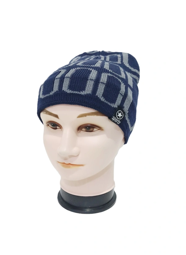 Men Half Beanie Woolen Cap With  Furr Mix Color Pack Only - Half Beanie, 6