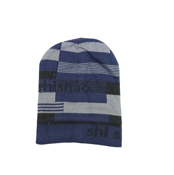 Men Half Beanie Woolen Cap With  Furr Mix Color Pack Only - Half Beanie, 6