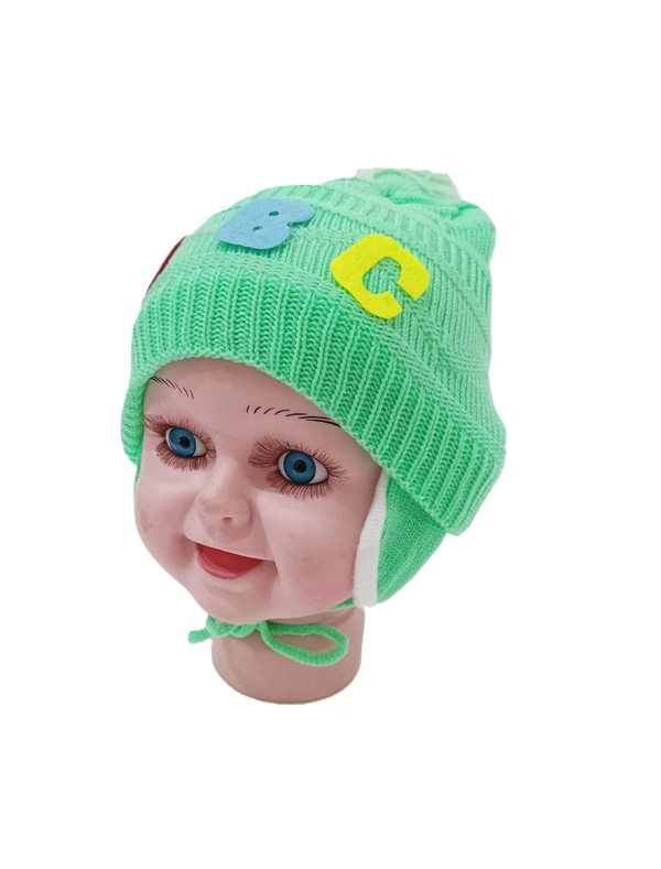 Kids Woolen Caps With Inside Furr Color-Mix Color And Mix Print Pack - For Kids, 6