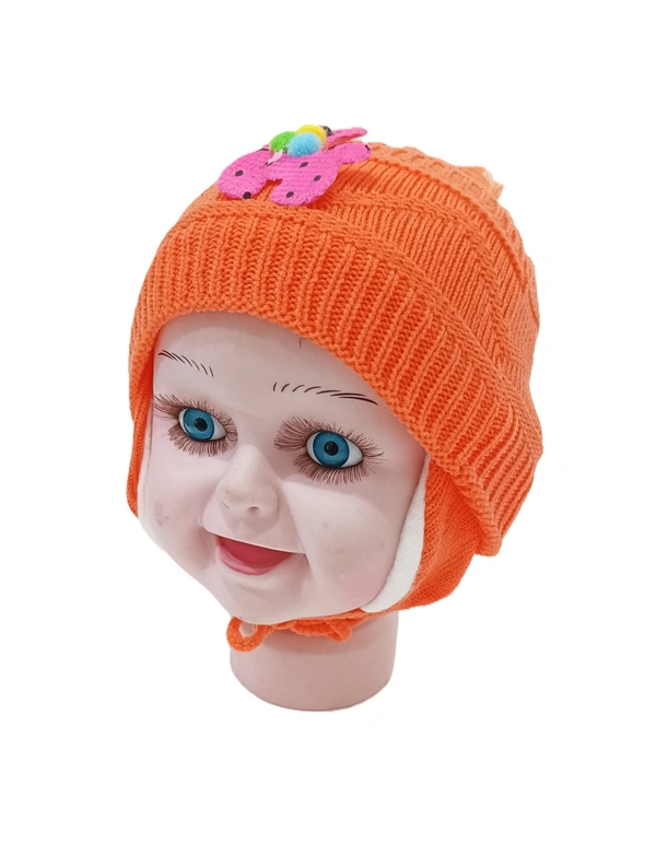 Kids Woolen Caps With Inside Furr Color-Mix Color And Mix Print Pack - For Kids, 6