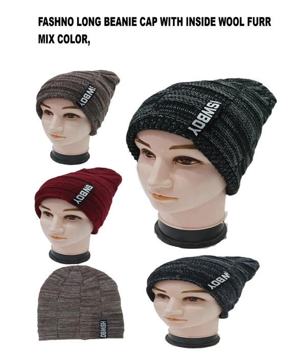 Men Half Beanie Woolen Cap With Furr Mix Color Pack Only - Half Beanie, 6