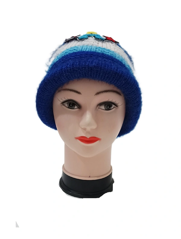 Girls And Ladies Woolen Winter Caps Color-Mix Color Pack Only - Free, 6