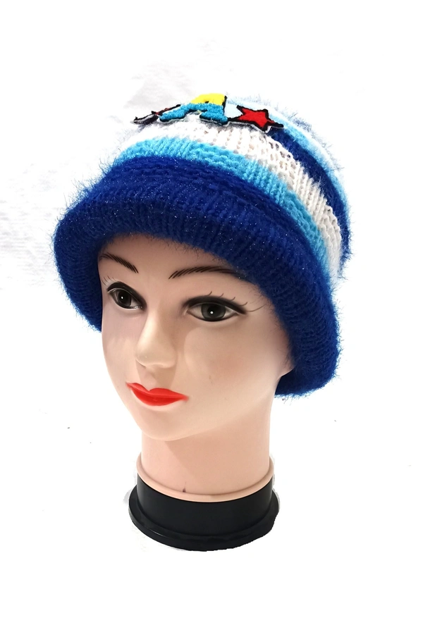 Girls And Ladies Woolen Winter Caps Color-Mix Color Pack Only - Free, 6