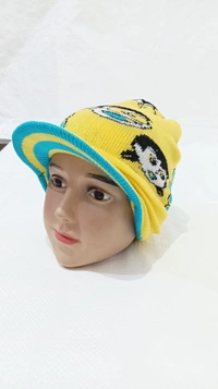 Kids Woolen Caps With Inside Furr Color-Mix Color And Mix Print Pack - For Kids, 6