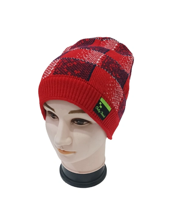 Men Half Beanie Cap With Inside Furr Mix Color Mix Printed - Half Beanie, 6