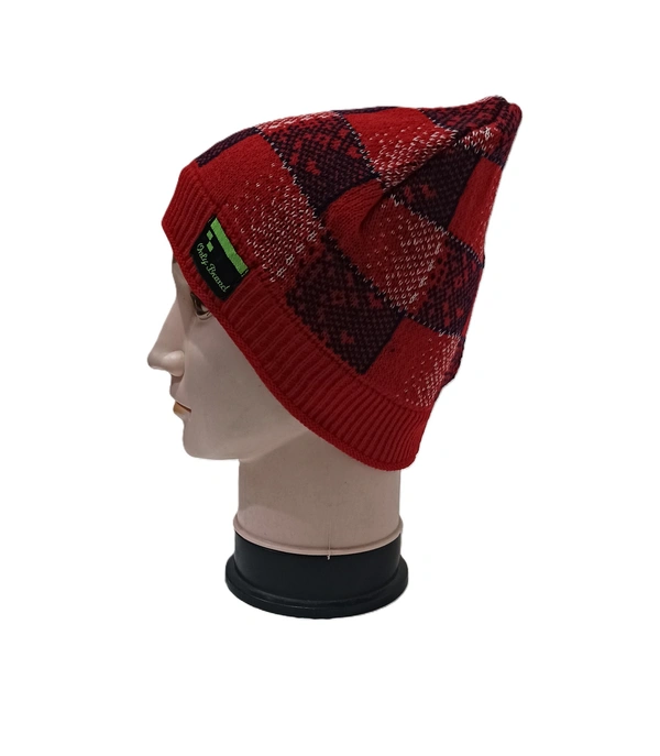 Men Half Beanie Cap With Inside Furr Mix Color Mix Printed - Half Beanie, 6
