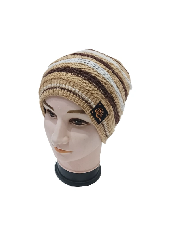 Men Half Beanie Cap With Inside Furr Mix Color Mix Printed - Half Beanie, 6