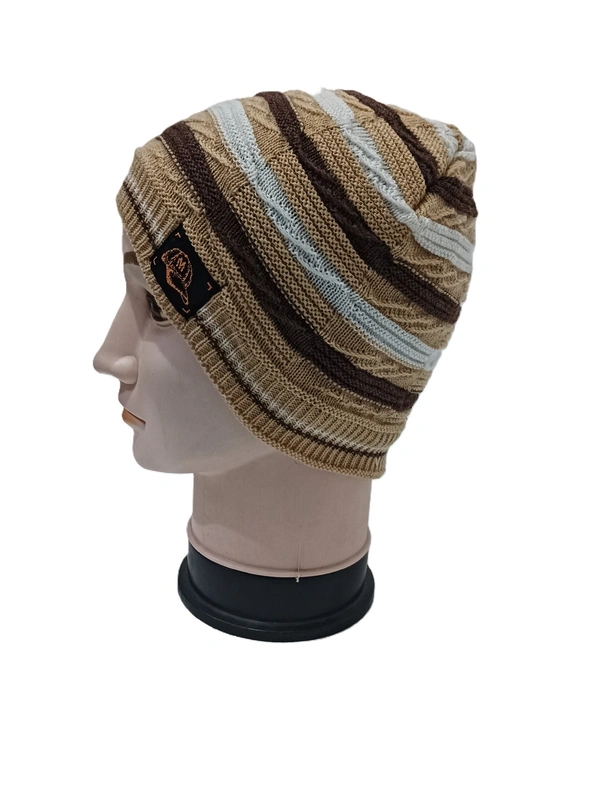 Men Half Beanie Cap With Inside Furr Mix Color Mix Printed - Half Beanie, 6