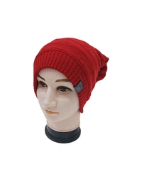 Men Long Beanie Cap With Inside Furr Red  Color Pack Only - Long Beanie, 6