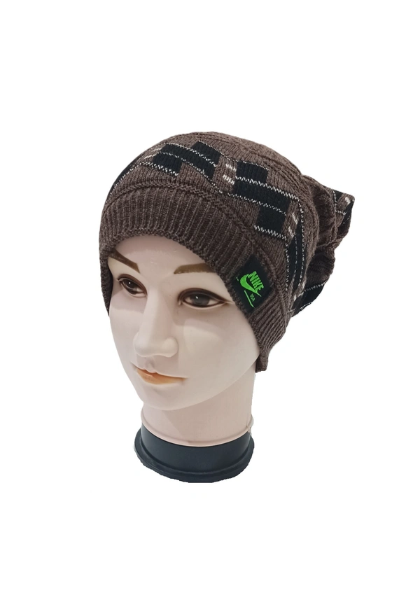 Men Long Beanie Cap With Inside Furr Mix Color Mix Printed Pack Only - Long Beanie, 6