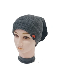 Men Long Beanie Cap With Inside Furr Two Shade  Color Mix Printed Pack Only - Long Beanie, 6