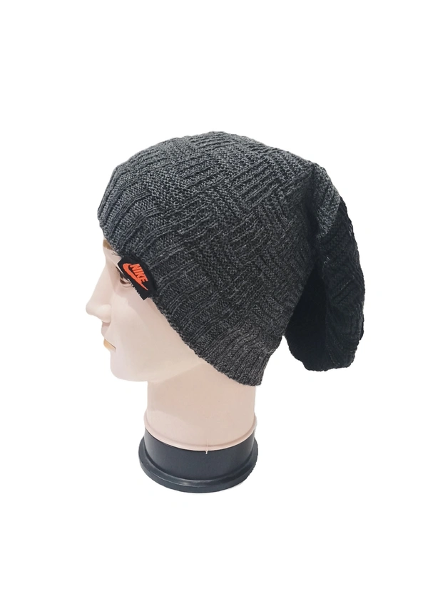 Men Long Beanie Cap With Inside Furr Two Shade  Color Mix Printed Pack Only - Long Beanie, 6