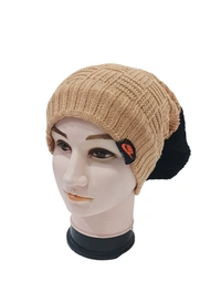 Men Long Beanie Cap With Inside Furr Two Shade  Color Mix Printed Pack Only - Long Beanie, 6