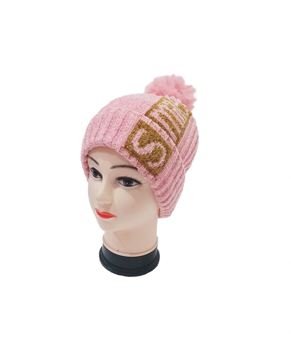 Girls And Ladies Woolen Caps With Inside Furr Mix Color Pack Only - Free, 6