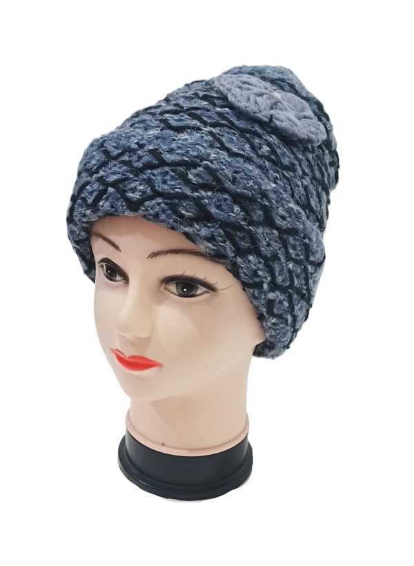 Girls And Ladies Woolen Caps With Inside Furr Mix Color Pack Only - Free, 6