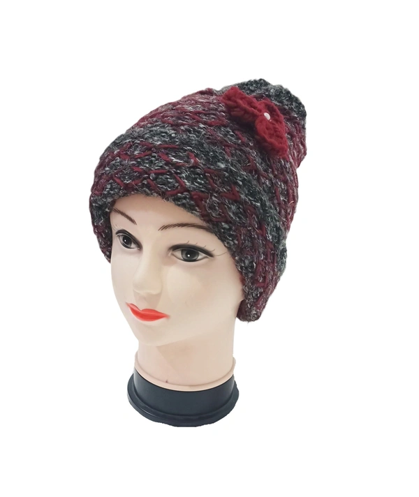 Girls And Ladies Woolen Caps With Inside Furr Mix Color Pack Only - Free, 6