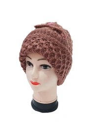 Girls And Ladies Woolen Caps With Inside Furr Mix Color Pack Only - Free, 6