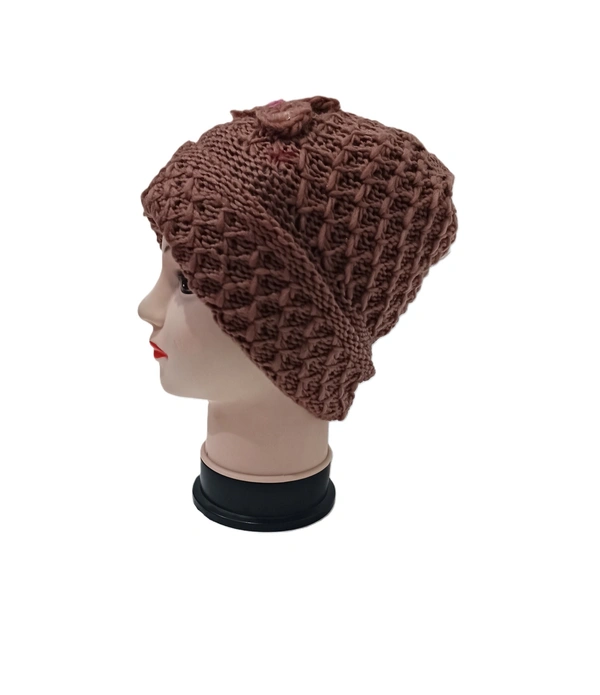 Girls And Ladies Woolen Caps With Inside Furr Mix Color Pack Only - Free, 6