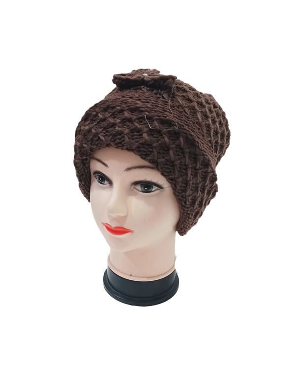 Girls And Ladies Woolen Caps With Inside Furr Mix Color Pack Only - Free, 6