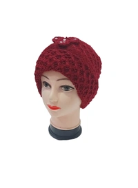 Girls And Ladies Woolen Caps With Inside Furr Mix Color Pack Only - Free, 6