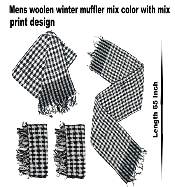 Mens Woolen Winter Muffler Color-Mix Color Pack Only - Free, 6