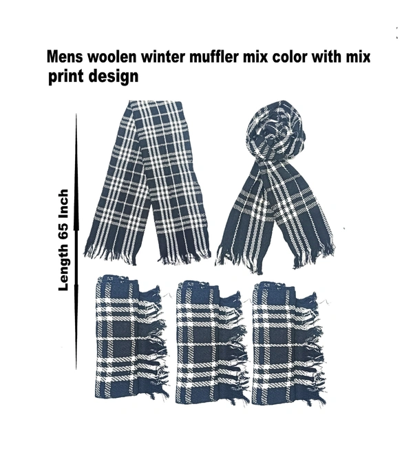 Mens Woolen Winter Muffler Color-Mix Color Pack Only - Free, 6