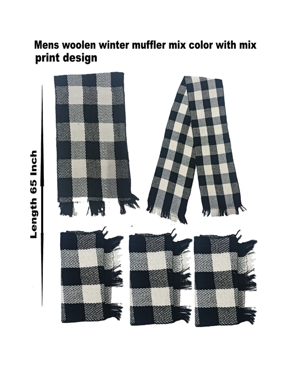 Mens Woolen Winter Muffler Color-Mix Color Pack Only - Free, 6