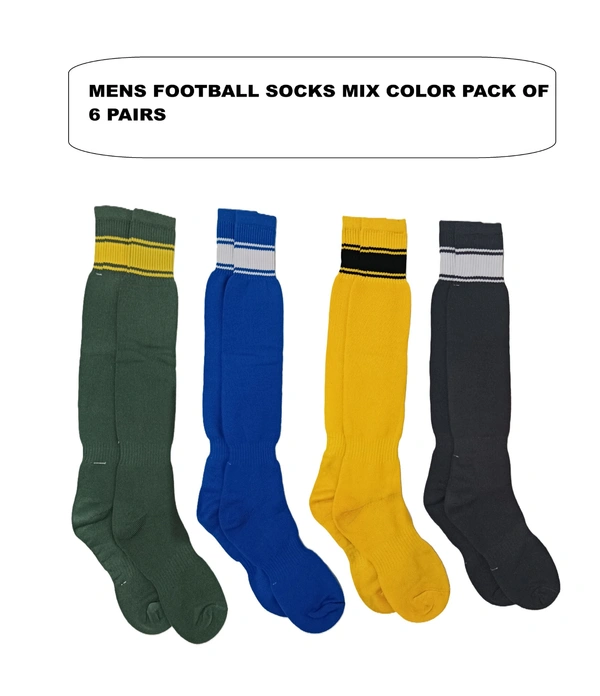 Mens Football Socks Mix  Color Pack Of 6 Pairs - Free, 6
