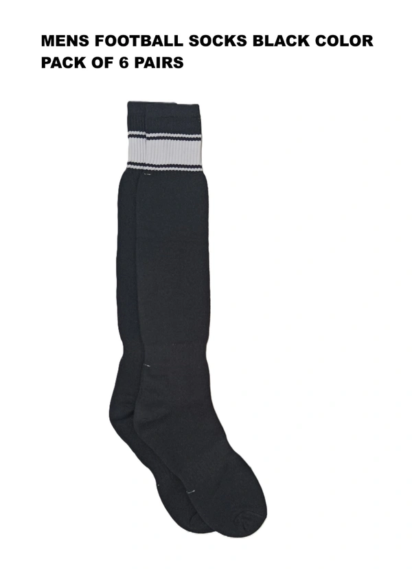 Mens Football Socks Black Color Pack Of 6 Pairs - Free, 6
