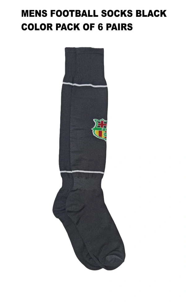 Mens Football Socks Black Color Pack Of 6 Pairs - Free, 6