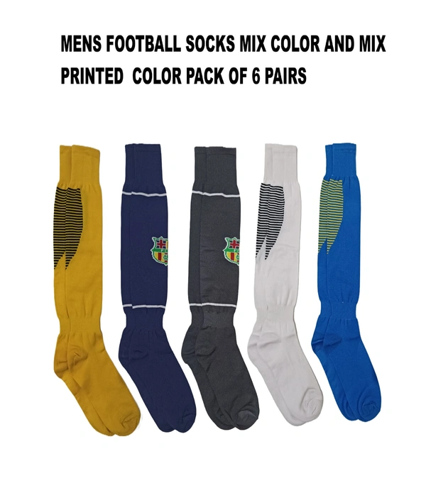 Mens Football Socks Mix  Color Pack Of 6 Pairs - Free, 6