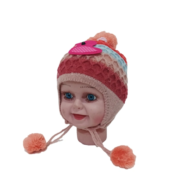 Kids Woolen Caps With Inside Furr And Dori Multi Color Multi Design - For Kids, 6