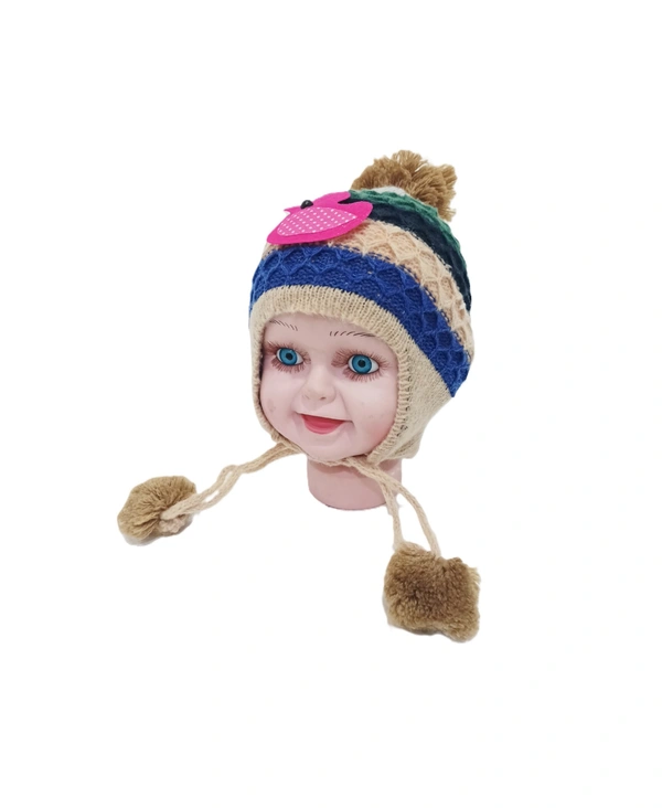 Kids Woolen Caps With Inside Furr And Dori Multi Color Multi Design - For Kids, 6