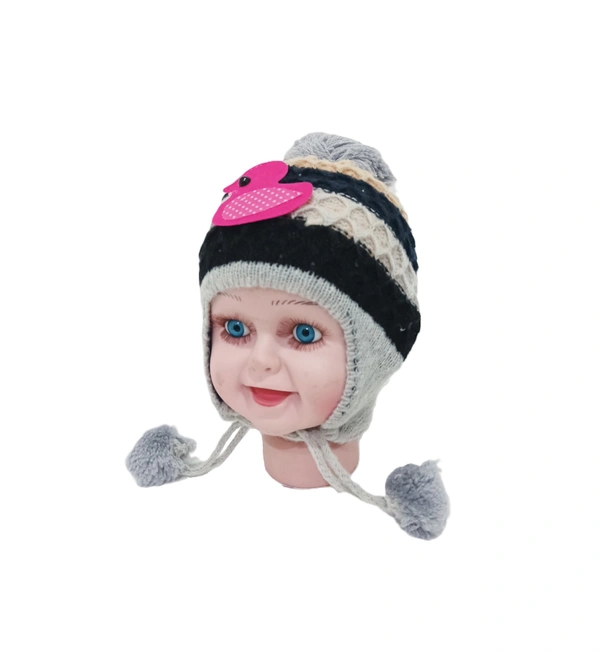 Kids Woolen Caps With Inside Furr And Dori Multi Color Multi Design - For Kids, 6