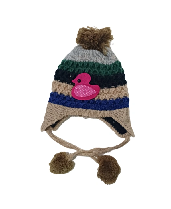 Kids Woolen Caps With Inside Furr And Dori Multi Color Multi Design - For Kids, 6