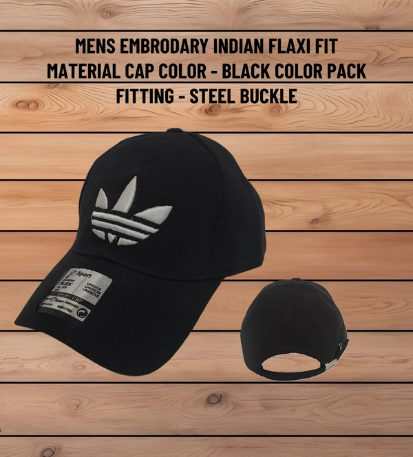 Mens Embrodary Indian Flaxi Fit Material Cap Colur Black Fitting Steel Buckle - Free, 6
