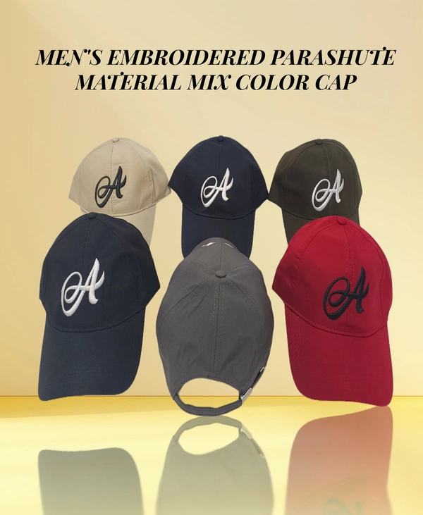 Mens Embroidered Parashute Material Mix Color Cap - Free, 6