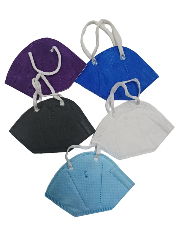 BIJKART MEN'S AND WOMEN MIX COLOR WOOVEN MATERIAL  180 GSM  5 LAYER N 95 MASK - MEDIUM, 50