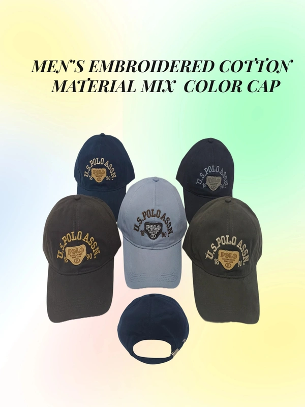 Mens Embroidered Cotton Material Mix Color Cap - Free, 6