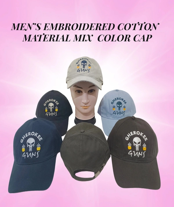 Mens Embroidered Cotton Material Mix Color Cap - Free, 6
