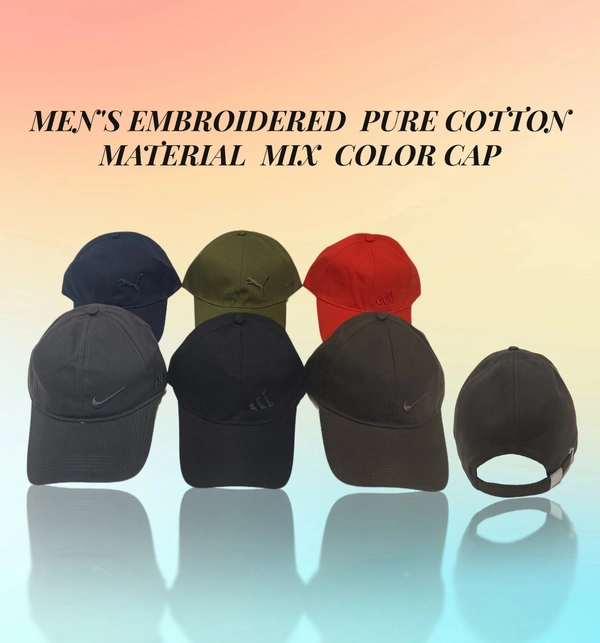 Mens Embroidered Pure Cotton Material Mix Color Cap - Free, 6