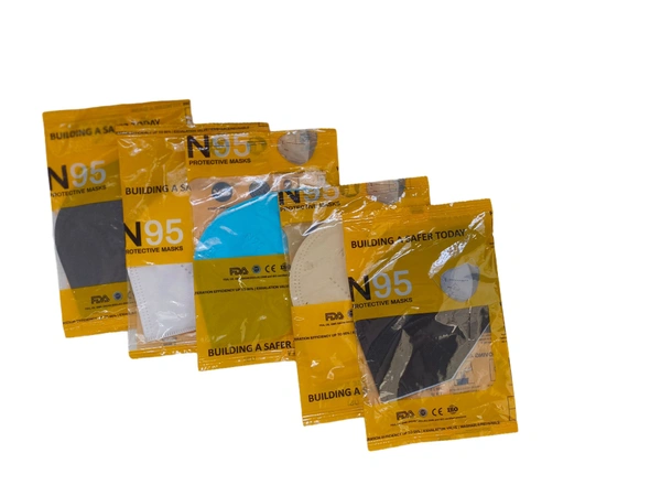 BIJKART MEN'S AND WOMEN MIX COLOR WOOVEN MATERIAL  220 GSM  5 LAYER N 95 MASK - MEDIUM, 50