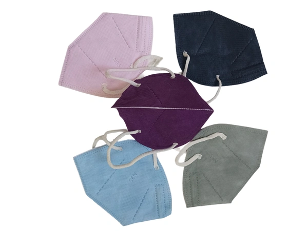 BIJKART MEN'S AND WOMEN MIX COLOR WOOVEN MATERIAL  180 GSM  5 LAYER N 95 MASK - MEDIUM, 50