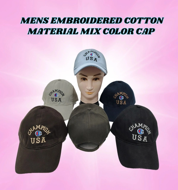 Mens Embroidered Cotton Material Mix Color Cap - Free, 6