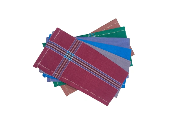 Mens Cotton Multi Color Handkerchief With Colorful Stripes - 12