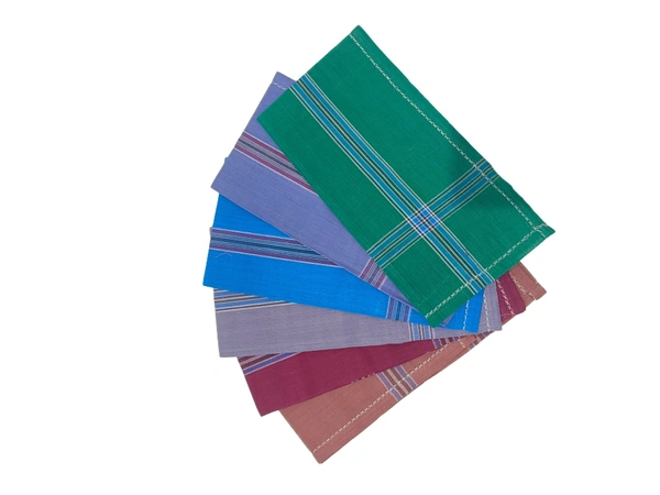 Mens Cotton Multi Color Handkerchief With Colorful Stripes - 12