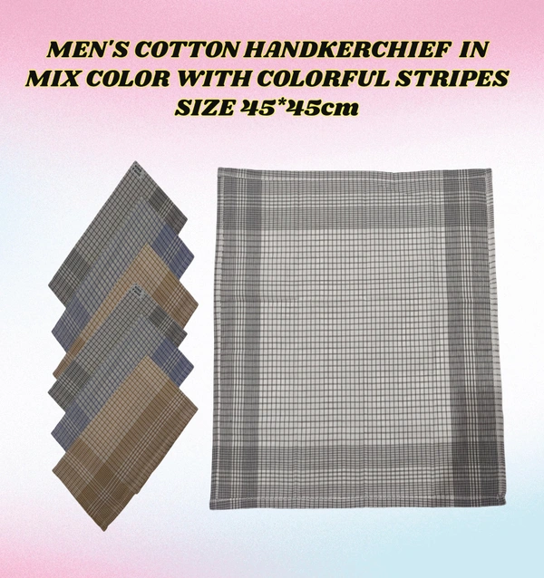 Mens Cotton Multi Color Colorful Handkerchief Stripes - 12
