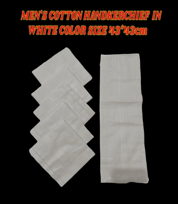 Mens Cotton Handkerchief White Color Set Of 12 - 12